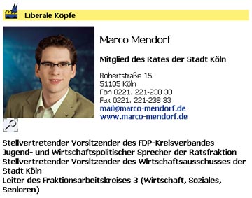 Marco Mendorf, FDP NRW, INSM, Rat der Stadt Köln